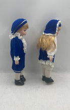 Load image into Gallery viewer, Marian Yu Designs Sisters Brother Twins Colonial Porcelain Doll Set Of 2 w/ Tag
