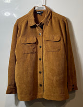 Load image into Gallery viewer, Karl Lagerfeld Womens Brown Khaki Corduroy Snap Front Shirt Jacket Size Small
