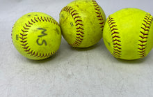Load image into Gallery viewer, Lot Of 3 Pieces Rawlings Yellow Leather Fastpitch Practice Softball Balls
