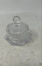 Load image into Gallery viewer, Vintage Clear Engraved Glass Round Shape Scalloped Edge Jewelry Box With Lid
