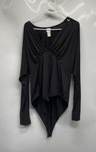 Load image into Gallery viewer, H&amp;M Womens Black Long Sleeve V-Neck One-Piece Bodysuit Size XL
