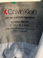 Load image into Gallery viewer, Calvin Klein Mens Gray Plaid Extreme Slim Fit Dress Shirt Size 17-17.5 XL
