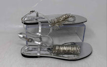 Load image into Gallery viewer, Jennifer Lopez Womens Flapper Silver-Tone Ankle Strap Thong Sandals Size 6M
