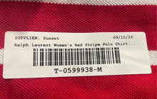 Load image into Gallery viewer, Lauren Ralph Lauren Womens Red Striped Cotton Golf Polo Shirt Size Large
