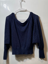 Load image into Gallery viewer, Express Womens Blue Long Sleeve Round Neck Cropped Sweater Size Large
