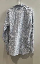Load image into Gallery viewer, Express Mens Blue White Floral 1MX Long Sleeve Extra Slim Dress Shirt Size L
