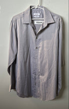Load image into Gallery viewer, Calvin Klein Mens Gray Cotton Collared Long Sleeve Dress Shirt Size 16 1/2
