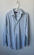 Load image into Gallery viewer, Tasso Elba Mens White Multi Striped Cotton Long Sleeve Button-Up Shirt Size M
