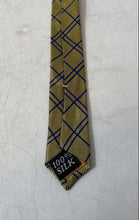 Load image into Gallery viewer, Oscar De La Renta Mens Yellow Blue Plaid Silk Adjustable Keeper Loop Pointed Tie
