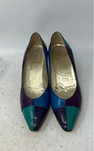 Load image into Gallery viewer, Bruno Magli Womens Blue Purple &amp; Green Leather Slip-On Cone Pump Heels Size 40
