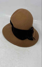 Load image into Gallery viewer, Galliano Sorbatti Womens Brown Wool Lightweight With Black Bow Cloche Hat
