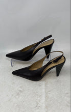 Load image into Gallery viewer, Michael Kors Womens Electra Dark Brown Leather Block Slingback Heels Size 5.5M
