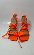 Load image into Gallery viewer, Schutz Womens Bryce Orange Leather Open Toe Stiletto Heel Strappy Sandals Size 8
