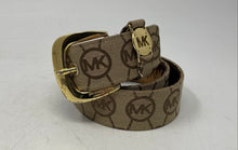 Load image into Gallery viewer, Michael Kors Womens Brown Signature Print Leather Adjustable Fashion Belt Size M
