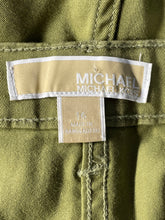 Load image into Gallery viewer, Michael Kors Womens Green Flat Front Pockets Straight Leg Cargo Pants Size 16
