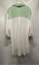 Load image into Gallery viewer, Zara Womens Green And White Colorblock High-Low Hem Button-Up Shirt Size M
