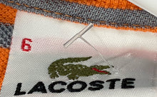 Load image into Gallery viewer, Lacoste Mens Orange Gray Striped Short Sleeve Spread Collar Polo Shirt Size 6
