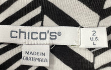 Load image into Gallery viewer, Chico's Womens White Black Herringbone Pima Cotton Classic Fit Blouse Top Size L
