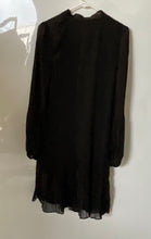 Load image into Gallery viewer, DKNY Womens Black Long Sleeve Smocked Front Tie A-Line Dress Size 10 With Tag
