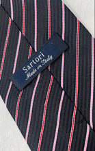 Load image into Gallery viewer, Sartori Mens Black Striped Silk Adjustable Pointed Tie One Size
