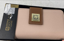 Load image into Gallery viewer, Stone Mountain Womens Peach Brown Pebbled Leather Zip-Around Wallet In Open Box
