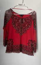 Load image into Gallery viewer, INC International Concepts Womens Red Printed Long Sleeve Blouse Top Size Small
