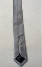 Load image into Gallery viewer, The Tie Bar Mens Silver Textured Wave Print Silk Keeper Loop Pointed Tie
