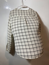 Load image into Gallery viewer, Express Womens White Black Plaid Long Sleeve Button-Up Shirt Size Medium
