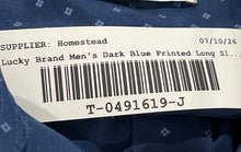 Load image into Gallery viewer, Lucky Brand Mens Dark Blue Printed Regular Fit Long Sleeve Button-Up Shirt Sz L
