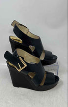 Load image into Gallery viewer, Michael Kors Womens Carla Black Leather Open-Toe Wedge Platform Sandals Size 7M
