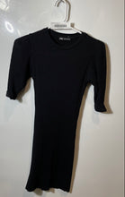 Load image into Gallery viewer, Zara Womens Black Ribbed Knit Short Sleeve Crew Neck Bodycon Dress Size Medium
