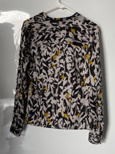 Load image into Gallery viewer, Guess Womens Black White Yellow Floral Print Button Front Blouse Top Size Small
