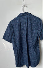 Load image into Gallery viewer, Perry Ellis Mens Blue Geometric Print Stretch Short Sleeve Button-Up Shirt Sz M
