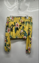 Load image into Gallery viewer, Guess Womens Yellow Floral Print Long Sleeve Off-The-Shoulder Blouse Top Size M
