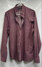 Load image into Gallery viewer, Express Mens Brown Printed Collared Long Sleeve Dress Shirt Size M 15-15.5
