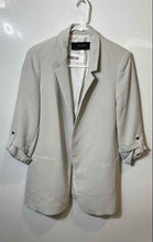 Load image into Gallery viewer, Zara Womens Gray Roll-Tab Sleeve Notch Lapel Open Front Blazer Size XS
