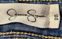 Load image into Gallery viewer, Jessica Simpson Womens Blue Medium Wash Raw Hem Denim Skinny Jeans Size 28
