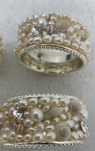 Load image into Gallery viewer, Set Of 4 Pcs Isabella Adams Silver-Tone Faux Pearl Beads Napkin Rings With Box
