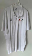 Load image into Gallery viewer, Adidas Mens Climacool White Miami Hurricanes Short Sleeve Polo Shirt Size 4XL
