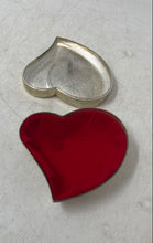Load image into Gallery viewer, Silver-Tone Velvet Lined Heart Shape Lidded Collectible Jewelry Box
