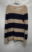 Load image into Gallery viewer, Ann Taylor Loft Womens Beige Blue Striped Cotton Knitted Pullover Sweater Size M
