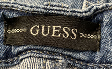 Load image into Gallery viewer, Guess Womens Blue Flat Front Medium Wash Raw Hem Pockets Jeans Shorts Size 27
