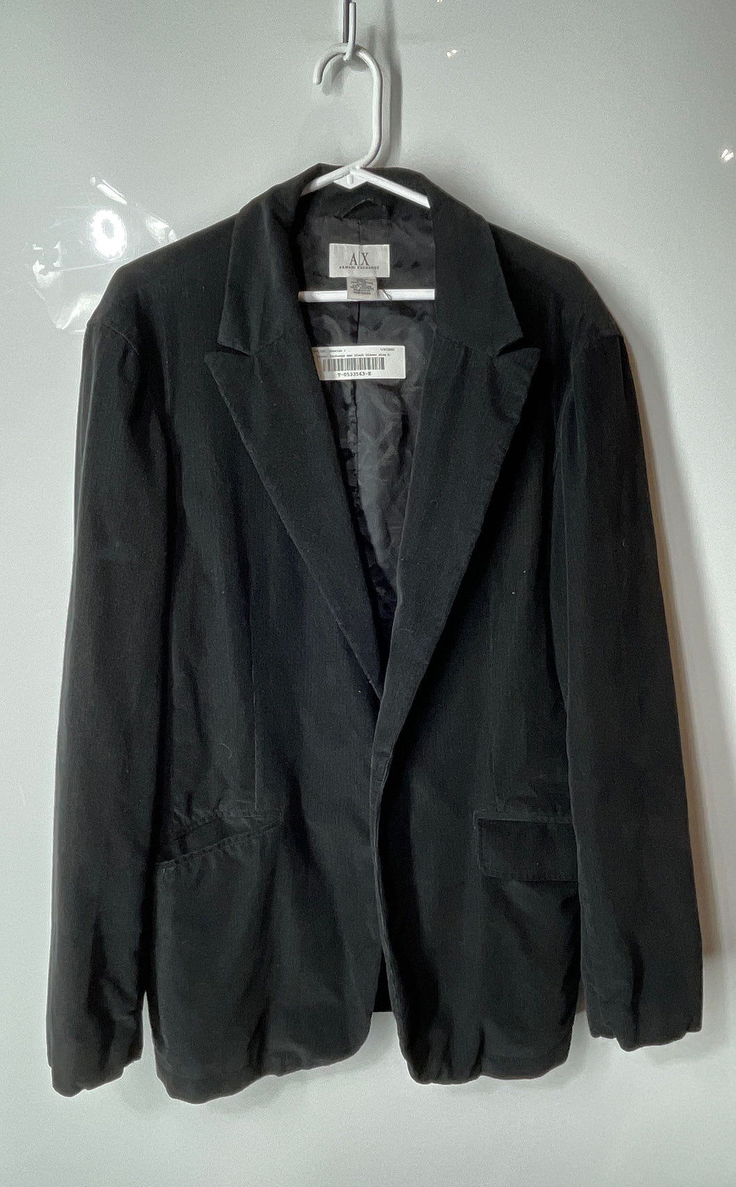 Armani Exchange Mens Black Long Sleeve Single-Breasted Peak Lapel Blazer Size L
