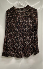 Load image into Gallery viewer, Express Womens Black Pink Floral Long Sleeve V-Neck 1/4 Zip Blouse Top Size M

