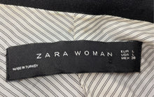 Load image into Gallery viewer, Zara Womens Black Long Sleeve Collared One-Button Blazer Size Large
