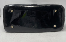 Load image into Gallery viewer, Adrienne Vittadini Womens Black Patent Leather Double Handle Zipper Satchel Bag
