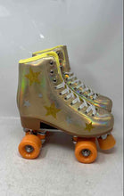 Load image into Gallery viewer, Cosmic Womens Gold-Tone Lace-Up 4 Wheel Roller Skates Size 6
