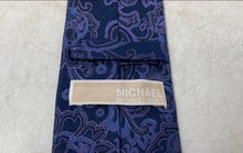 Load image into Gallery viewer, Michael Kors Mens Purple Paisley Keeper Loop Adjustable Designer Tie
