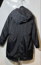 Load image into Gallery viewer, Bebe Womens Black Long Sleeve Chest Pockets Full-Zip Hooded Rain Jacket Size S
