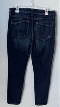 Load image into Gallery viewer, Express Womens Blue Denim Dark Wash Mid-Rise Cropped Skinny Leg Jeans Size 10
